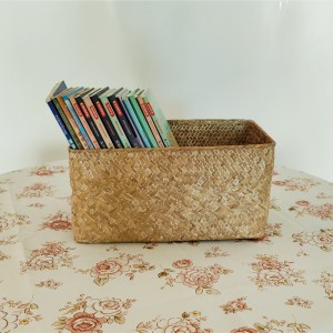 Käsin kudottu Square Seagrass -kori